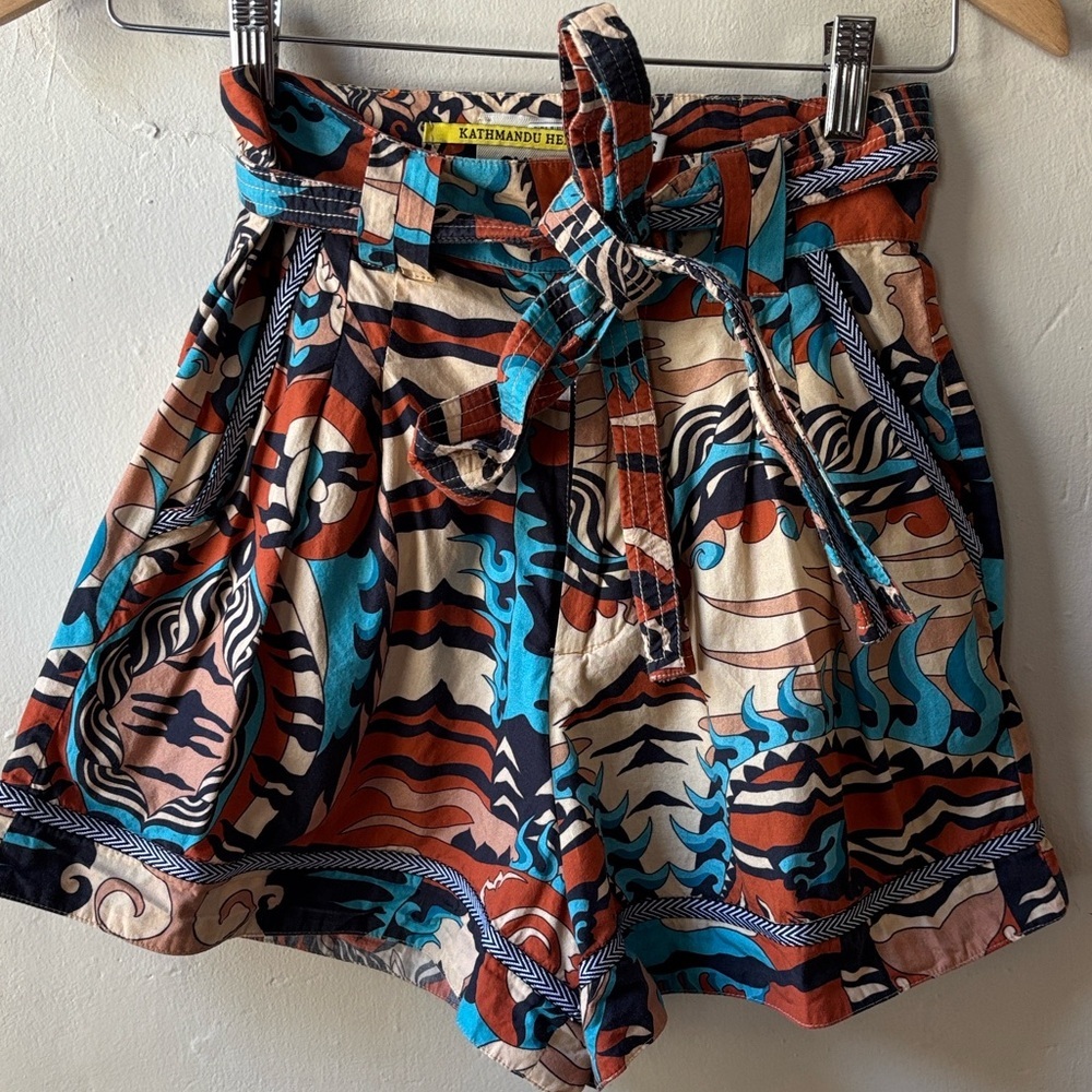 CHUFY KEKET Shorts Extra Small Kathmandu Heights Brown Orange Blue EUC boho - Picture 4 of 8